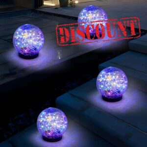 XKSINMY Solar Globes Lights Outdoor Garden Decor Solar Balls for Garden Crackle Glass Solar Lights for Outdoor Decor Decorations Pathway Patio Yard Lawn (Gradient red