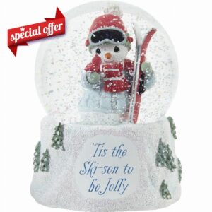 Precious Moments 231103 &lsquo;Tis The Ski-Son to Be Jolly Annual Snowman Resin/Glass Musical Snow Globe