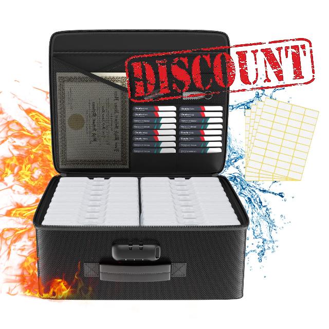 Tamfile Fireproof Photo Storage Box 4" x 6" with 18 Inner Clear Photo Case