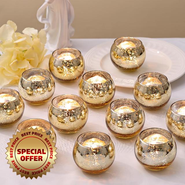 LETINE 36pcs Gold Candle Holders