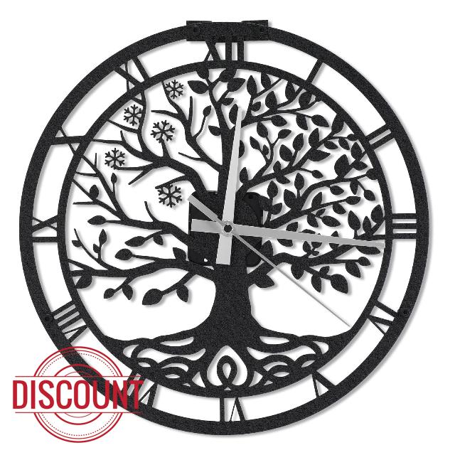 Qmetalart Tree of Life Wall Clock 12 Inch Metal Silent Non-Ticking Clock Battery Operated Roman Numeral Indoor Four-Season Theme Wall Decor for Home Kitchen Living Room Bedroom Gift for New Home