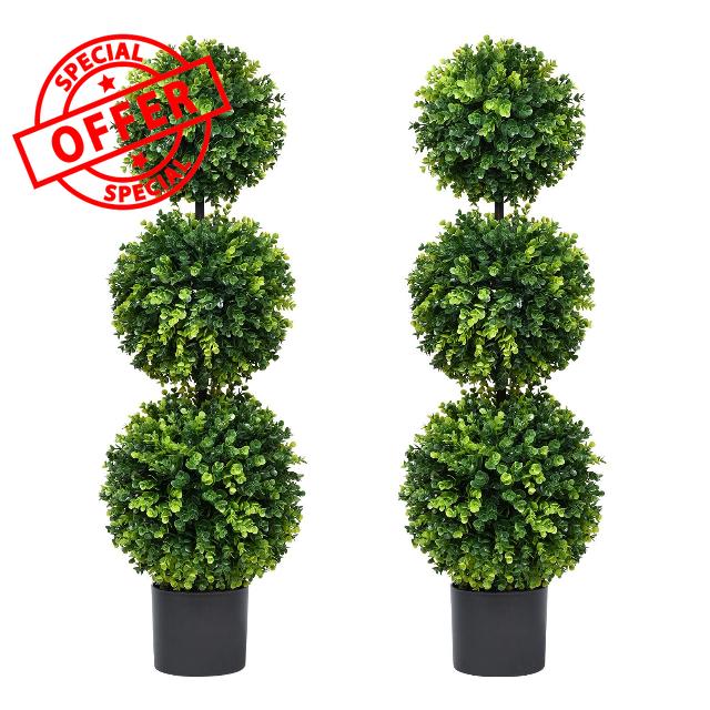 Lvydec 2 Pack Artificial Boxwood Topiary Tree