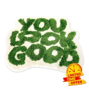 You Look Good Bath Mat Green Bathroom Blush Cute Funny Bathroom Rugs for Girls Bathroom Decor