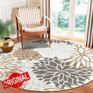 HEBE Bohemian Round Area Rug 4ft Floral Medallion Round Rug Washable Bedroom Rug Soft Circle Carpet Non Slip Floor Mat for Entryway Living Room Sofa Kids Room Nursery