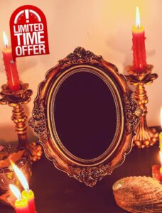 Nosadi Black Scrying Mirror Witchcraft Mirror Scrying Tools Altar Kit Supplies Divination Decorative Mirror Oval Antique Dark Gold 8.3" W x 10&ldquo;