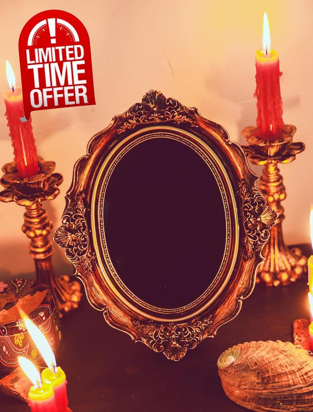 Nosadi Black Scrying Mirror Witchcraft Mirror Scrying Tools Altar Kit Supplies Divination Decorative Mirror Oval Antique Dark Gold 8.3" W x 10“