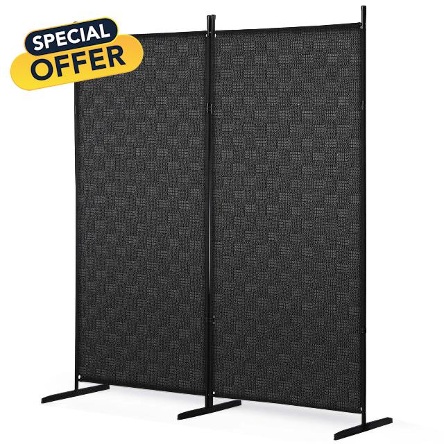 2 Panel Room Divider for Room Separation Small Black Room dividers and Folding Privacy Screens Indoor Wall partition Rooms devider fresstanding Portable Separator Space Screen partitions