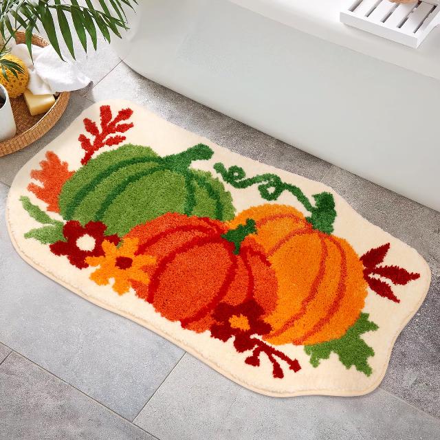 Percozzi Fall Pumpkin Bathroom Rug
