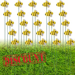 Bokon 30 Pcs 11.8 Inch Bee Garden Stakes Metal Yard Art Ornaments Resin Little Garden Stakes Decorative Bumble Bee Garden Decor for Indoor Outdoor Patio Lawn Yard Planter Flower Pot Bed Decorations