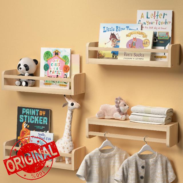 Boswillon Dual-Guard Nursery Book Shelves Set of 4