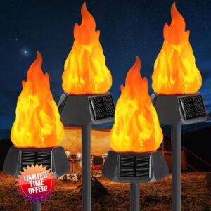 Toodour Solar Outdoor Torch Lights with Flickering Flame