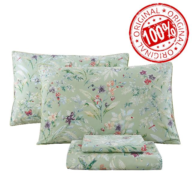 URBONUR Garden Floral Sheets Set Sage Green 4Pcs Queen Size