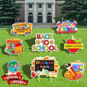 8 Pieces Back to School Yard Signs Back to School Lawn Decorations with Stakes for Celebration