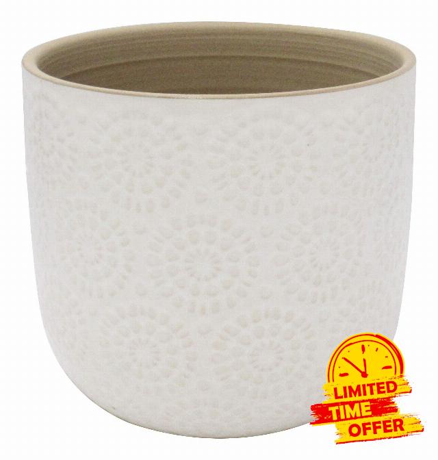 Amazon Brand – Stone & Beam Large Floral-Embossed Planter
