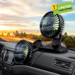Ouffun Portable Car Fan Headrest 360 Degree Rotatable Backseat Car Fan