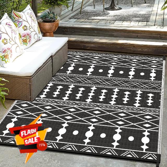 Patiobay Outdoor Rug 5'x8' Reversible Patio Rug