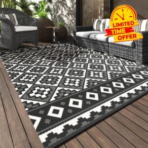 Outdoor Rug Carpet Waterproof 5x8-Patio Rug RV Camping Rug Indoor Outdoor Area Rug for Outdoor Patio Decor