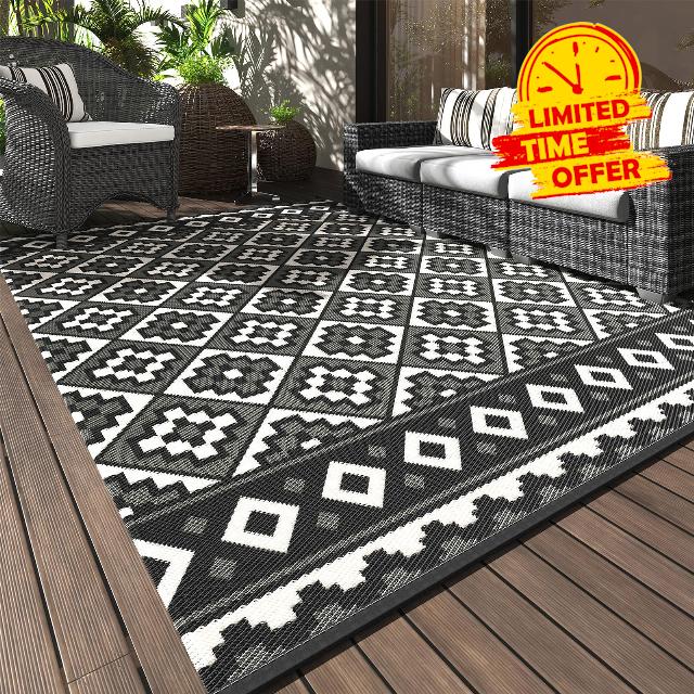 Outdoor Rug Carpet Waterproof 5x8-Patio Rug RV Camping Rug Indoor Outdoor Area Rug for Outdoor Patio Decor