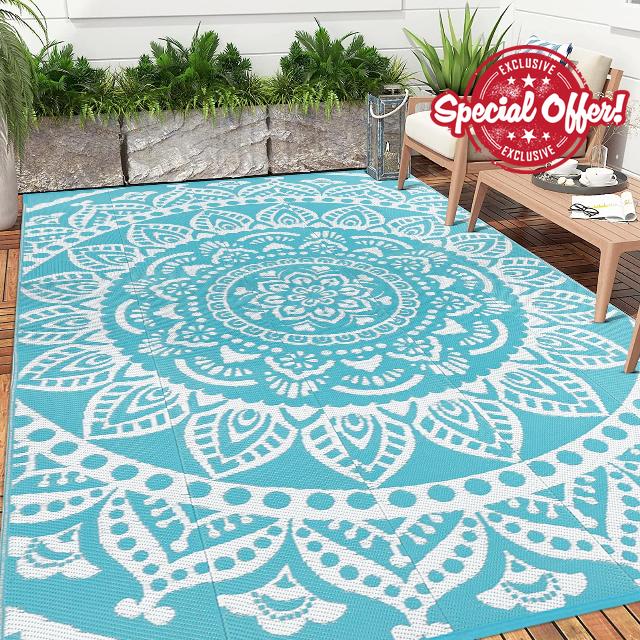 Bsmathom 6x9 Outdoor Plastic Straw Rug