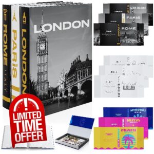 Travel 3 Decorative Books for Decor with 9 Book Sleeves
