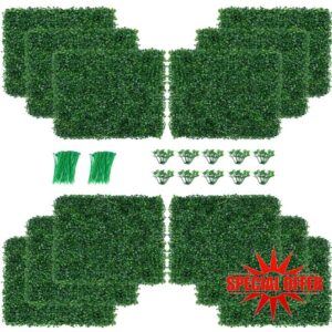 Aivermeil 12 PCS 24"x16" Grass Wall Privacy Screen Backdrop Panels with Zip Ties