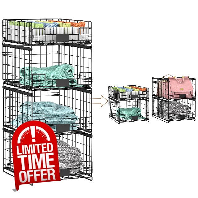 4 Pack Sliding Closet Organizers and Storage