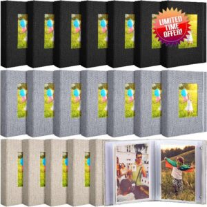 Yeaqee 20 Pieces Small Photo Album 4 x 6 Inch ​Picture Album 26 Clear Pages Hold 52 Pictures Photo Book Linen Cover with Front Window for Pictures