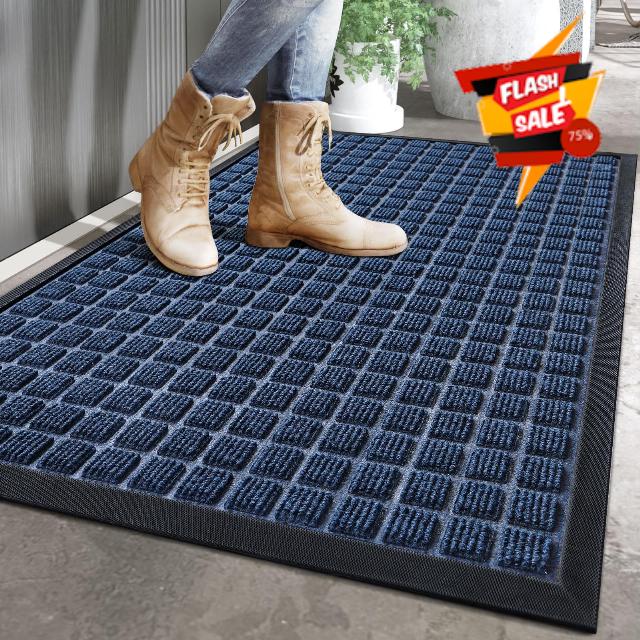 DEXI Door Mat Welcome Mats for Entryway Front Doormat for Entrance Heavy Duty Rubber Non Slip Low Profile for Patio