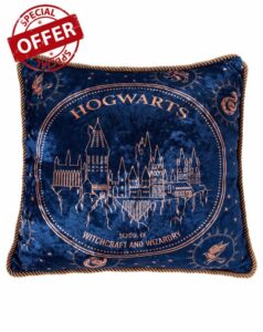 Spirit Halloween Harry Potter Hogwarts School of Wizardry Pillow | Officially Licensed | Harry Potter Decor I 16" L x16 H I Polyester Fill