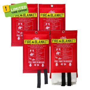 Emergency Fire Blanket for Home and Kitchen Fire Extinguishers for the House x4 Prepared Fire Blankets Emergency for Home Hero Fireproof Blanket Fire Retardant Blankets Grease Spray Emergency Blankets