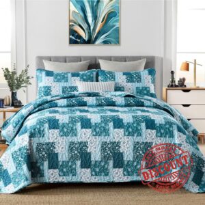 Aqua Quilt Set King Size