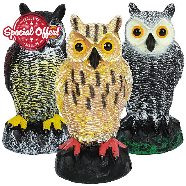 Ezoon 3 Pack Owl Decoy to Scare Birds Away