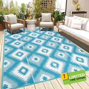Ileading Outdoor Camping Rugs 5x8Ft Waterproof Reversible Outdoor Plastic Straw Rug Outdoor Rugs for Patios Portable RV Carpet for Clearance