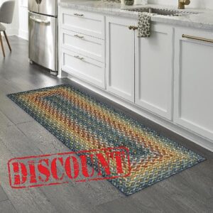 Maples Rugs Marion Braid Hallway Entryway Runner Non Skid Runner Rug [Made in USA]