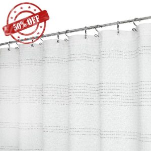 Dwell Studio Shower Curtain - 72" x 72" Cotton Rich Stylish Fabric Curtain for Bathroom Decor - Modern Design with Durable Construction - Ideal for Home or Hotel Use (Striped Waffle Grey)