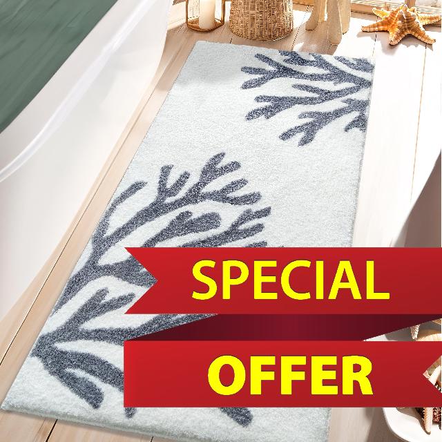 FOFARY Coral Bathroom Runner Rugs 24"x47" Long Bath Mats Non Slip Washable Large Bathroom Rug Tropical Coastal Runner Rugs for Bathroom Hallway Kitchen Home Decor