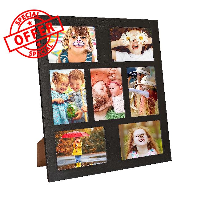 MONT PLEASANT Picture Frame Collage 5x7 Photos Display - 7 Openings Photo Collage Picture Frame Wall Decor for Tabletop Stand and Wall Mounting Frames for Wedding Anniversary