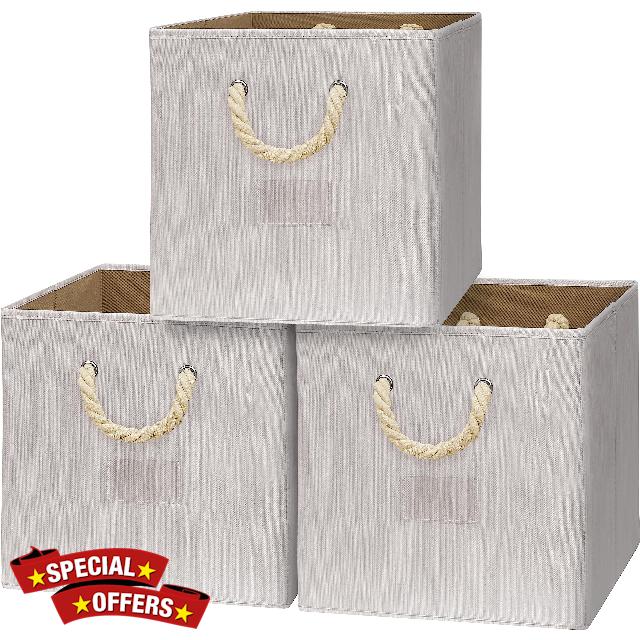 Simple Houseware 13" Cube Storage Bin With Braided Rope Handles