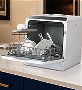 ZealWe Table Top Mini Dishwasher, Countertop Portable Dishwasher with 5 Programs, Touch Control, ...