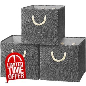 Simple Houseware 13" Cube Storage Bin With Braided Rope Handles
