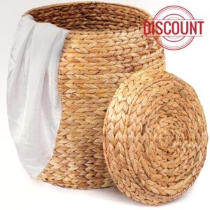 KOLWOVEN Household Essentials Barrel Storage Basket With Lid For Storing Anything As Blankets And Pillows