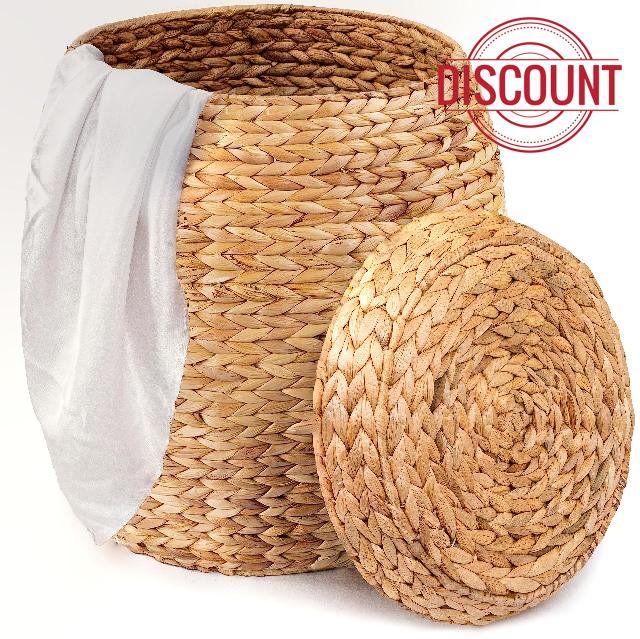 KOLWOVEN Household Essentials Barrel Storage Basket With Lid For Storing Anything As Blankets And Pillows