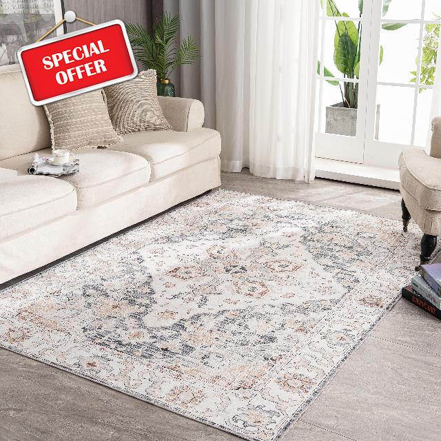Syalife Washable Rug Vintage Area Rugs