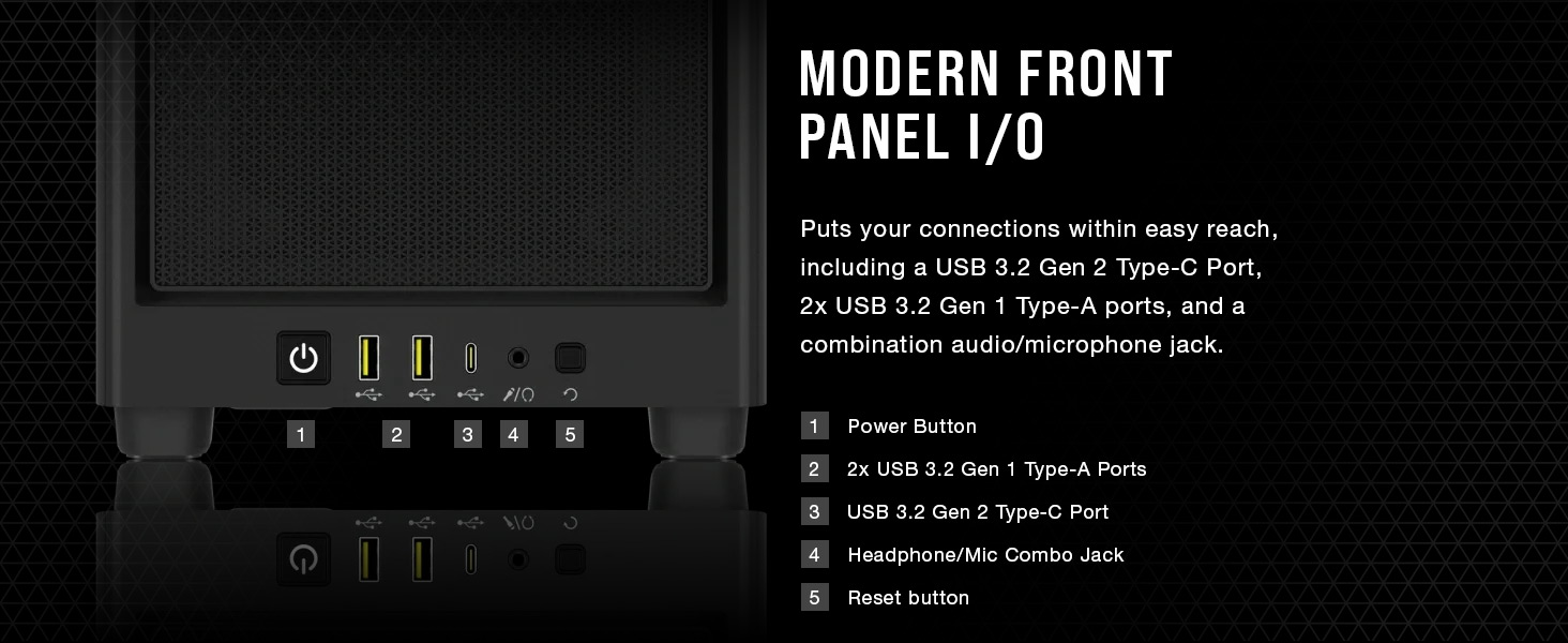 mini itx case, USB 3.2 Gen 1 Type-A Ports, USB 3.2 Gen 2 Type-C Port