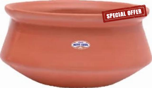 MITTI COOL Indian Clay Kadai/Earthen Kadai/Dahi Curd Handi/Mud kadai/Clay pots for Cooking/Pot for Cooking or Serving without Lid/Mitti Handi Earthen Cookware_Unglazed for heathy Cooking - 1 Litre