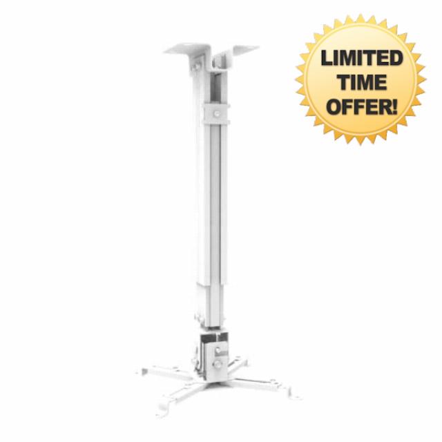 GLOBAL ELECTRONICS Full Motion Universal Ceiling Projector Mount Bracket with Adjustable Extendable Arms Rotating Swivel Tilt Mount for Home and Office Projector 430 to 650mm