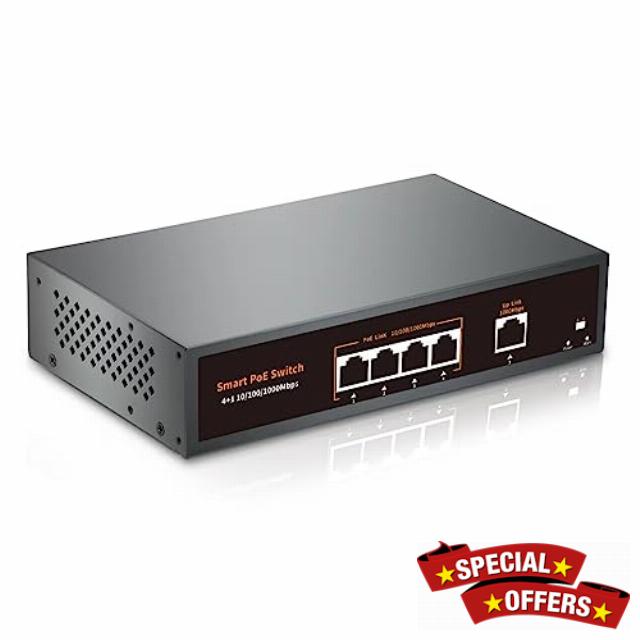 poe switch unmanaged gigabit 4+1 (power built in)