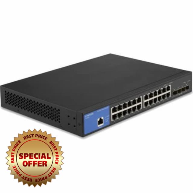 24-Port Managed Gigabit Ethernet Switch with 4 10G SFP+ Uplinks LGS328C