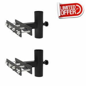 Adjustable Patio umbrella holder，Deck umbrella mount，Metal umbrella clamp，Heavy-duty stainless steel，For fixing on the railing，Black