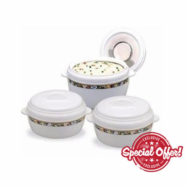 TABAKH 3-Piece Gift Set Karishma 5L + 8L + 10L Insulated Casserole Serving Bowl With Lid Food Warmer Cooler Hot Pot Storage Container Thermo Thermal Hotpot